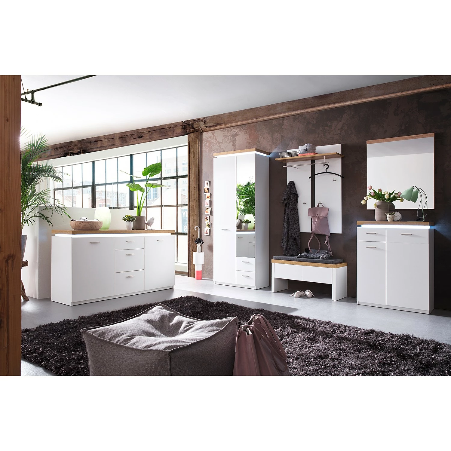 Loftscape Sideboard Mundai - Inkl. Beleuchtung - Weiß / Eiche Wotan Dekor 4 Loftscape Sideboard Mundai - Inkl. Beleuchtung - Weiß / Eiche Wotan Dekor – Bild 2