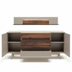 GWINNER Sideboard Misano II (2-teilig) - Inkl. Beleuchtung - Echtholzfurnier - Saharagrau / Balkeneiche -Büromöbel Verkäufe 1000188660 190926 16594200067 DETAILS P000000001000188660