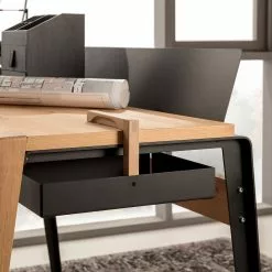 GWINNER Schreibtisch Style - Eiche massiv / Metall - Eiche / Anthrazit -Büromöbel Verkäufe 1000188730 190926 06090500050 DETAILS P000000001000188730