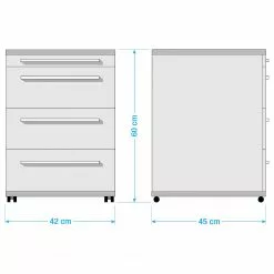 Germania Rollcontainer Eugene - Anthrazit / Nussbaum Dekor -Büromöbel Verkäufe 1000189457 211124 0852410000505 SKETCH DETAILS P000000001000189457 sketch