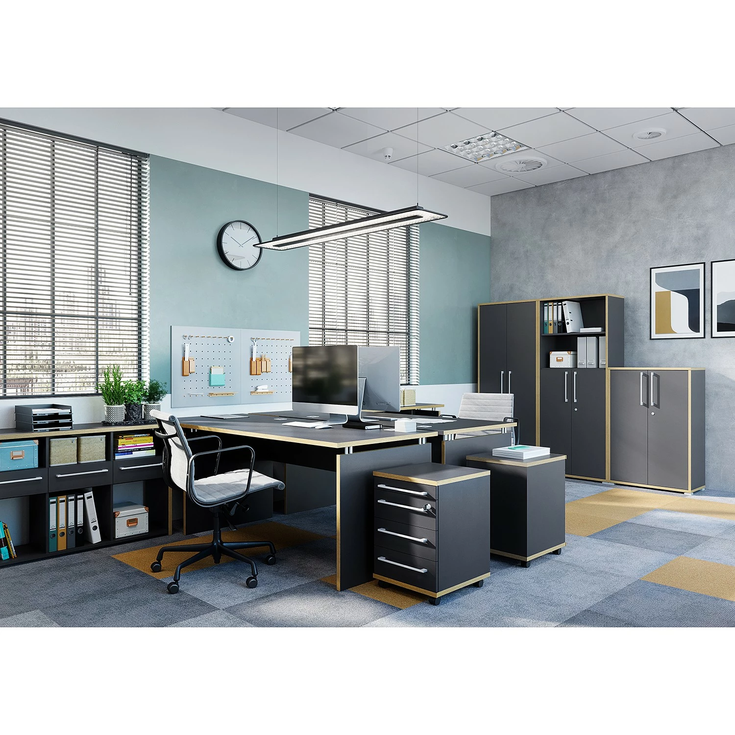 Germania Aktenregal Eugene - Anthrazit / Nussbaum Dekor 4 Germania Aktenregal Eugene - Anthrazit / Nussbaum Dekor – Bild 2