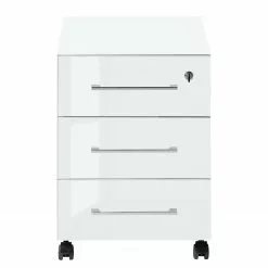 Rollcontainer Monteria - Glas - Weiß / Eiche Navarra Dekor -Büromöbel Verkäufe 1000189529 191022 12044600033 DETAILS P000000001000189529