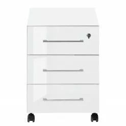 Rollcontainer Monteria - Glas - Weiß / Eiche Navarra Dekor -Büromöbel Verkäufe 1000189529 220209 12431800030 DETAILS P000000001000189529