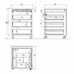 Germania Rollcontainer Svene - Weiß / Eiche Sonoma Dekor -Büromöbel Verkäufe 1000189534 191022 12044900067 SKETCH DETAILS P000000001000189534 sketch