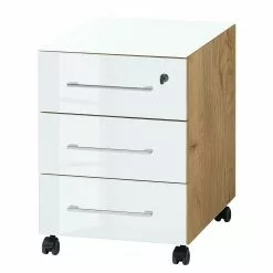 Germania Büroset Monteria I (5-teilig) - Glas - Weiß / Eiche Navarra Dekor -Büromöbel Verkäufe 1000189536 191022 12045100079 DETAILS P000000001000189536