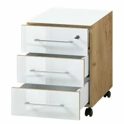 Germania Büroset Monteria I (5-teilig) - Glas - Weiß / Eiche Navarra Dekor -Büromöbel Verkäufe 1000189536 191022 12045200088 DETAILS P000000001000189536