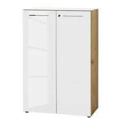 Germania Büroset Monteria IV (2-teilig) - Glas - Weiß / Eiche Navarra Dekor -Büromöbel Verkäufe 1000189537 191022 12045200091 DETAILS P000000001000189537