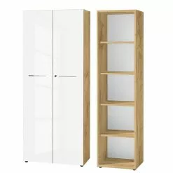 Germania Büroset Monteria III (2-teilig) - Glas - Weiß / Eiche Navarra Dekor -Büromöbel Verkäufe 1000189538 210622 10494900001 DETAILS P000000001000189538