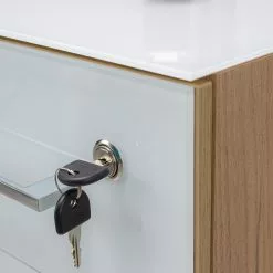 Germania Büroset Monteria V (3-teilig) - Glas - Weiß / Eiche Navarra Dekor -Büromöbel Verkäufe 1000189547 191022 12050500197 DETAILS P000000001000189547