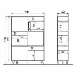 Germania Büroset Svene (4-teilig) - Weiß / Eiche Sonoma Dekor -Büromöbel Verkäufe 1000189548 191022 12050700206 SKETCH DETAILS P000000001000189548 sketch