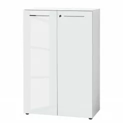 Germania Büroset Monteria I (5-teilig) - Glas - Weiß / Chrom -Büromöbel Verkäufe 1000191067 191016 08103000017 DETAILS P000000001000191067