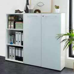 Germania Büroset Monteria IV (2-teilig) - Glas - Weiß / Chrom