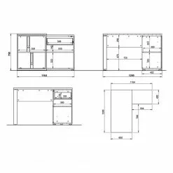Germania Büroset Lioni I (3-teilig) - Eiche Navarra Dekor / Weiß -Büromöbel Verkäufe 1000191082 191016 08103900098 SKETCH DETAILS P000000001000191082 sketch