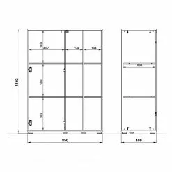Germania Büroset Lioni I (3-teilig) - Eiche Navarra Dekor / Weiß -Büromöbel Verkäufe 1000191082 191016 08103900099 SKETCH DETAILS P000000001000191082 sketch