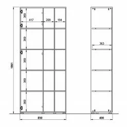 Germania Büroset Lioni I (3-teilig) - Eiche Navarra Dekor / Weiß -Büromöbel Verkäufe 1000191082 191016 08103900100 SKETCH DETAILS P000000001000191082 sketch