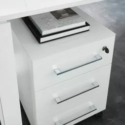 Germania Büroset Monteria V (3-teilig) - Glas - Weiß / Chrom -Büromöbel Verkäufe 1000191084 191016 08104200121 DETAILS P000000001000191084