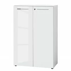 Germania Büroset Monteria V (3-teilig) - Glas - Weiß / Chrom -Büromöbel Verkäufe 1000191084 191016 08104200124 DETAILS P000000001000191084