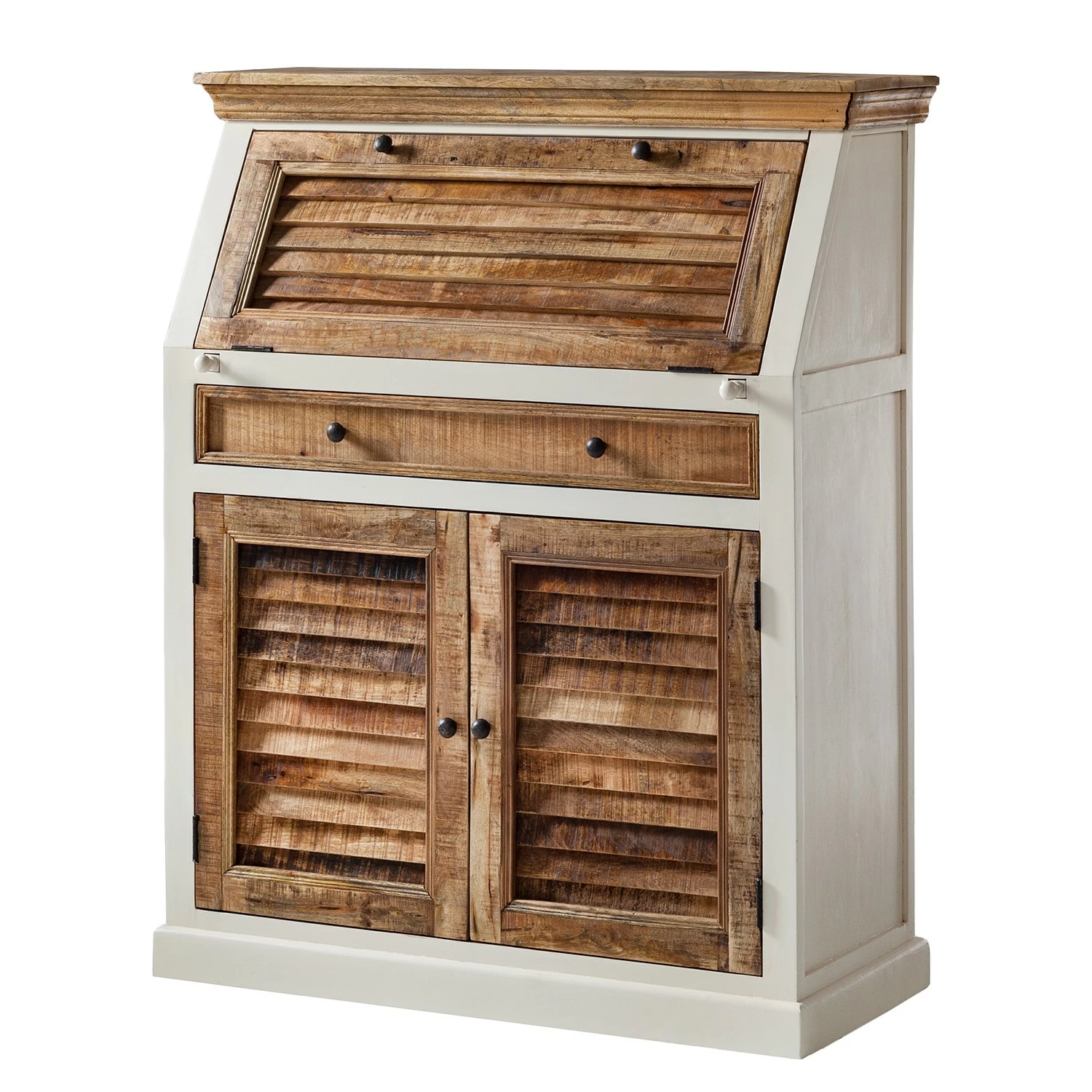 Maison Belfort Sekretär Newhaven - Mango massiv - Weiß / Mango 3 Maison Belfort Sekretär Newhaven - Mango massiv - Weiß / Mango