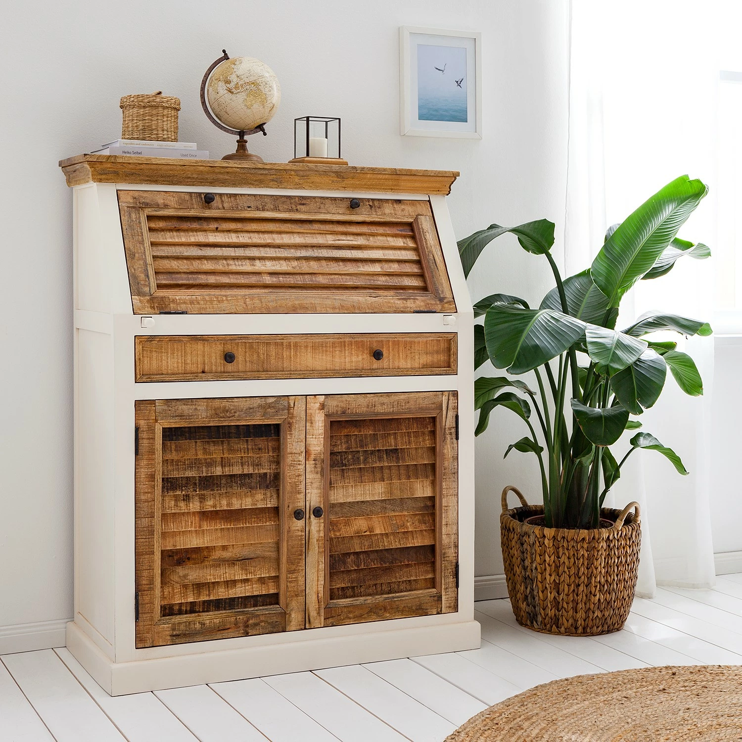 Maison Belfort Sekretär Newhaven - Mango massiv - Weiß / Mango 4 Maison Belfort Sekretär Newhaven - Mango massiv - Weiß / Mango – Bild 2