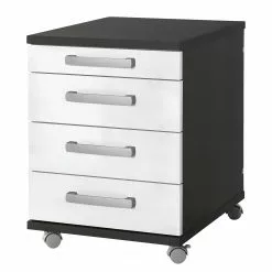 Furnitive Rollcontainer Buzy - Anthrazit / Weiß