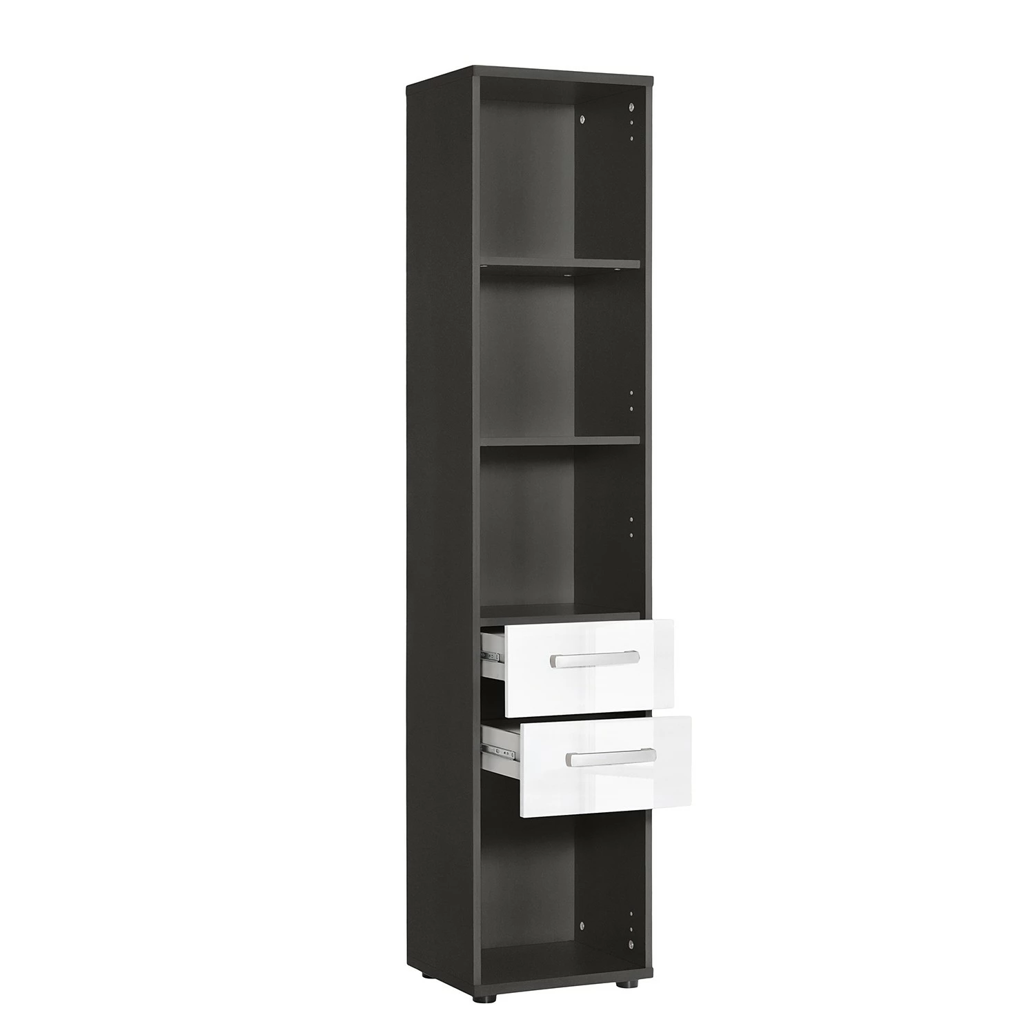 Furnitive Aktenregal Buzy - Hochglanz Weiß / Anthrazit 5 Furnitive Aktenregal Buzy - Hochglanz Weiß / Anthrazit – Bild 3