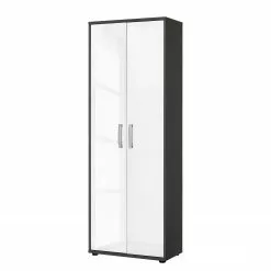 Furnitive Aktenschrank Buzy - Hochglanz Weiß / Anthrazit - Höhe: 182 cm