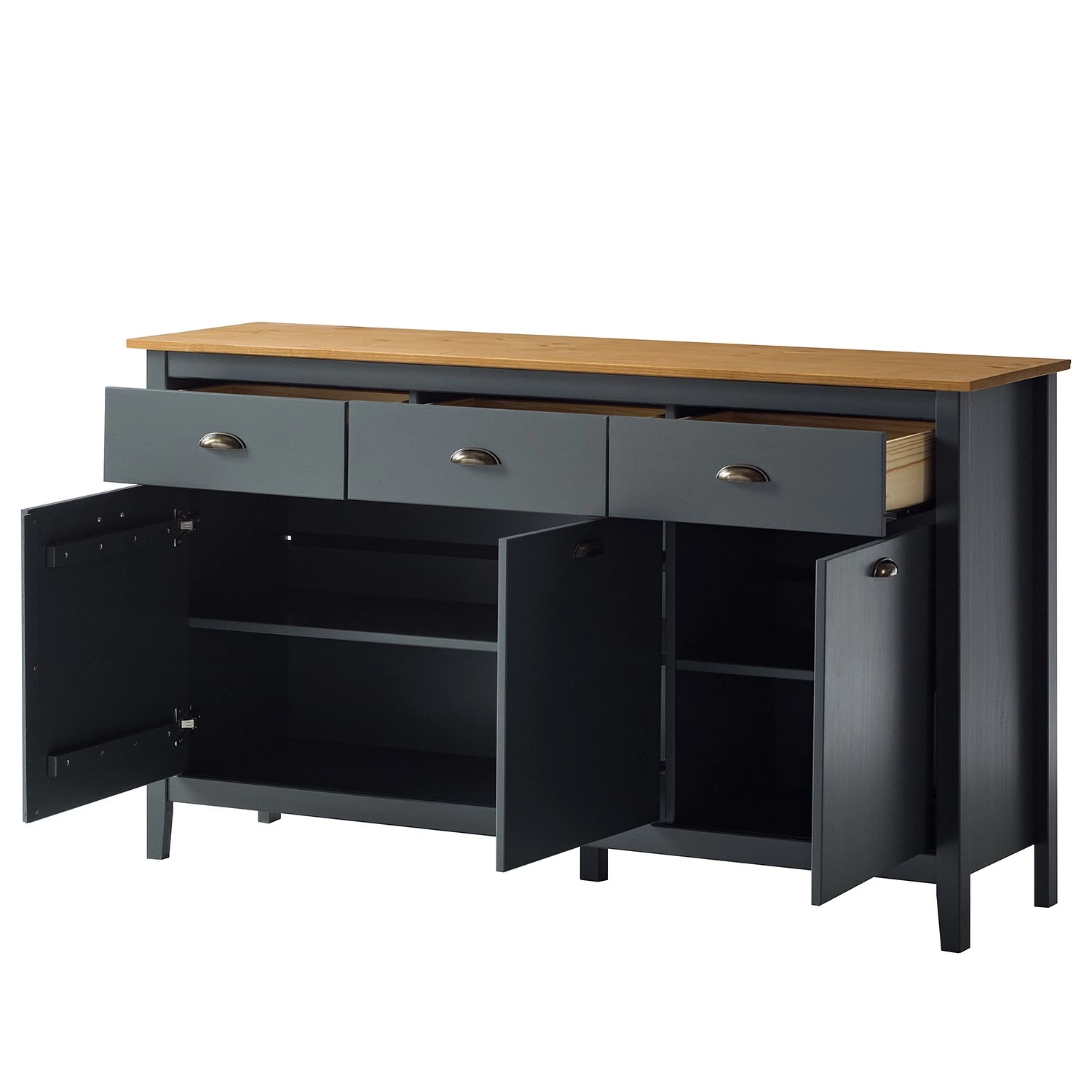 Maison Belfort Sideboard Rivery - Kiefer massiv - Anthrazit 9 Maison Belfort Sideboard Rivery - Kiefer massiv - Anthrazit – Bild 7