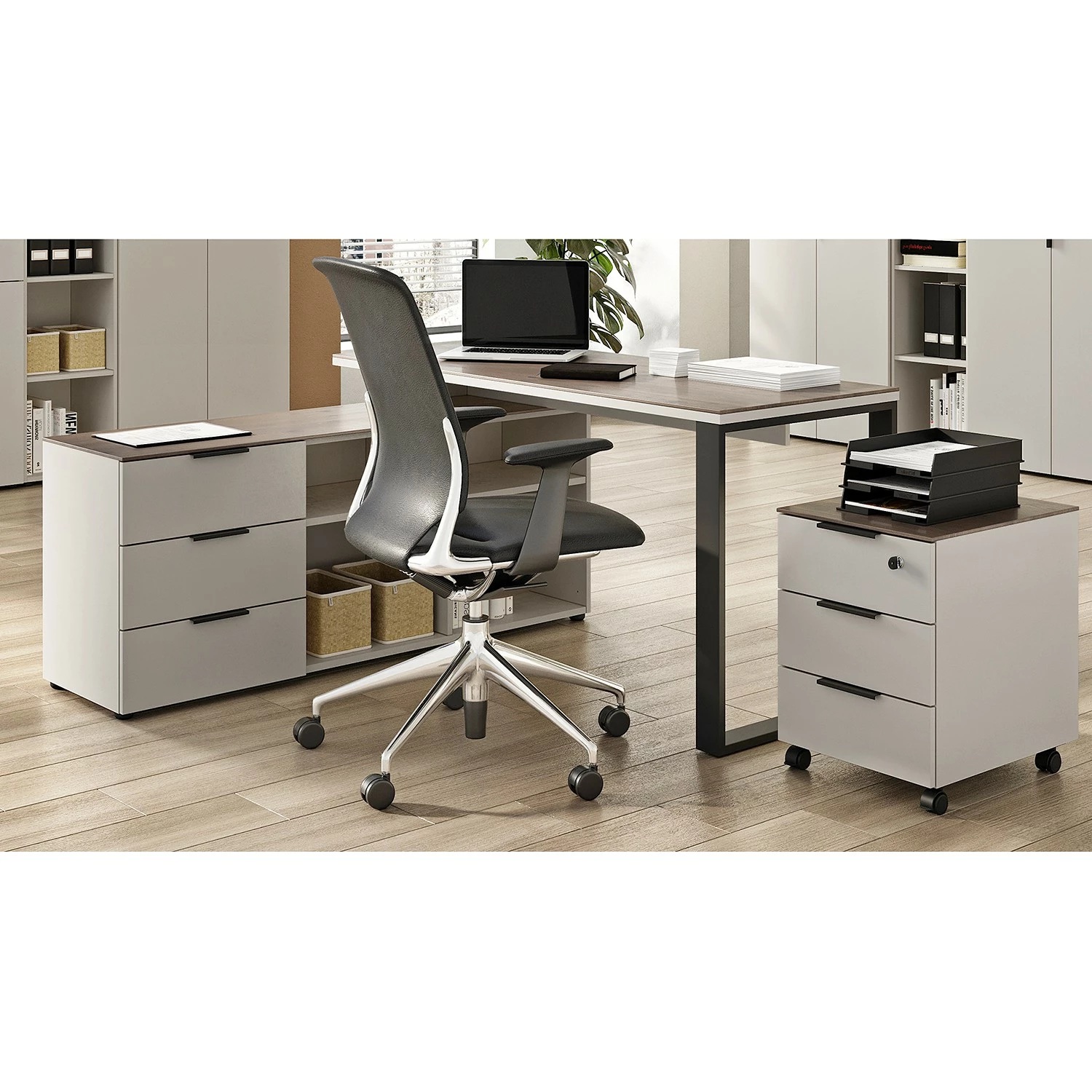 Germania Büroset Ancona I (2-teilig) - Metall - Kaschmir / Nussbaum Dekor 3 Germania Büroset Ancona I (2-teilig) - Metall - Kaschmir / Nussbaum Dekor