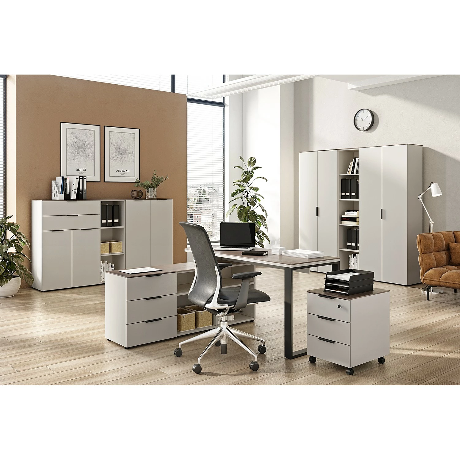 Germania Büroset Ancona I (2-teilig) - Metall - Kaschmir / Nussbaum Dekor 5 Germania Büroset Ancona I (2-teilig) - Metall - Kaschmir / Nussbaum Dekor – Bild 3