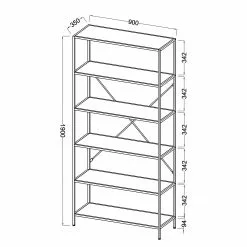 Fredriks Regal Meon II - Eiche Dekor -Büromöbel Verkäufe 1000201087 200814 14304000009 SKETCH DETAILS P000000001000201087 sketch