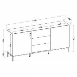 Fredriks Sideboard Meon - Weiß -Büromöbel Verkäufe 1000201099 201002 15150800001 SKETCH DETAILS P000000001000201099 sketch
