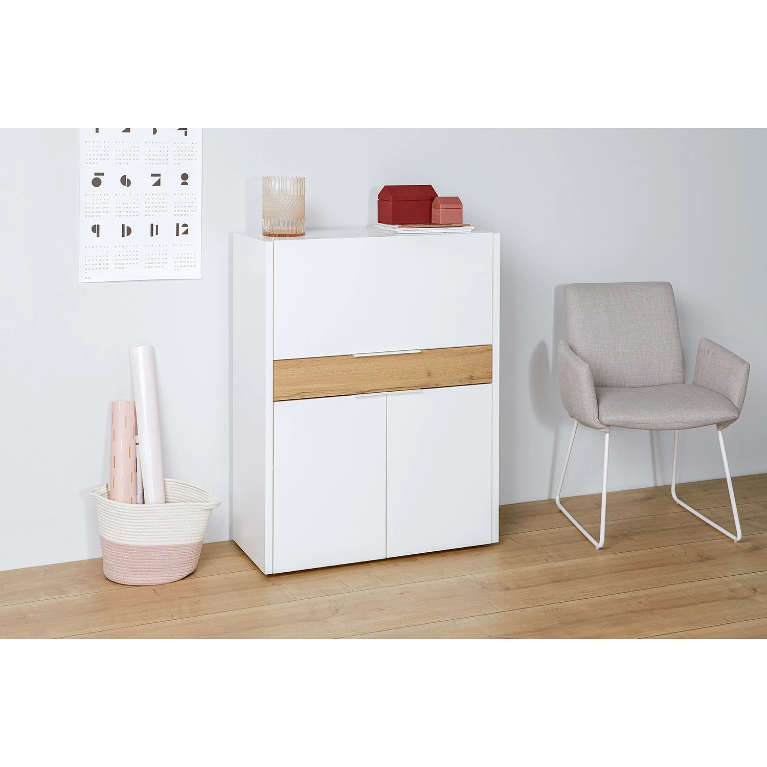 Jahnke Sekretär MC 110 - Wildeiche Dekor / Weiß 4 Jahnke Sekretär MC 110 - Wildeiche Dekor / Weiß – Bild 2