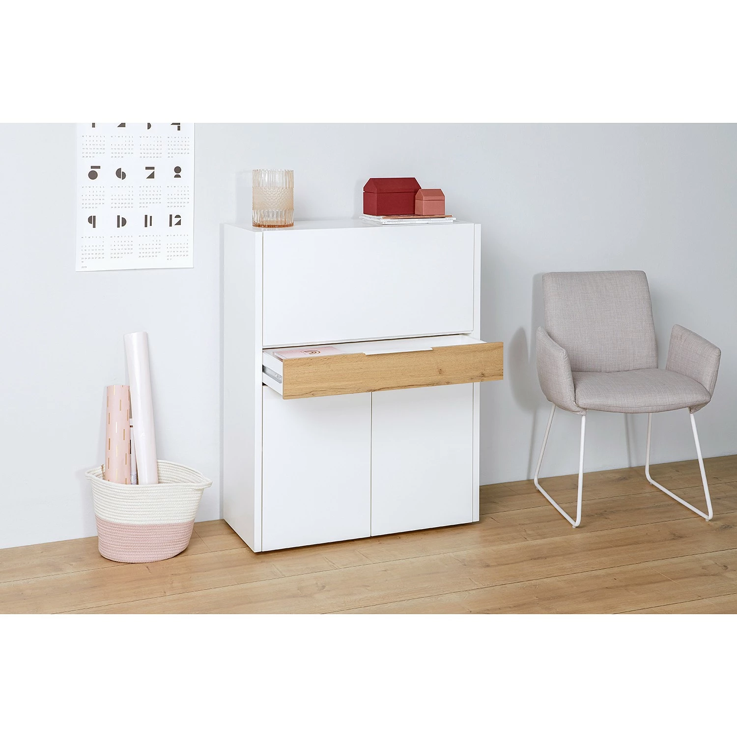 Jahnke Sekretär MC 110 - Wildeiche Dekor / Weiß 5 Jahnke Sekretär MC 110 - Wildeiche Dekor / Weiß – Bild 3