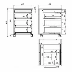 Germania Rollcontainer GW-Agenda - Eiche Grandson Dekor / Graphit -Büromöbel Verkäufe 1000210641 200408 14212800034 SKETCH DETAILS P000000001000210641 sketch
