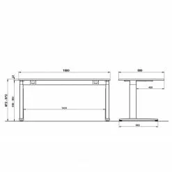 Germania Schreibtisch GW-Agenda I - (mechanisch höhenverstellbar) - Eiche Grandson Dekor -Büromöbel Verkäufe 1000210652 200408 14222300102 SKETCH DETAILS P000000001000210652 sketch