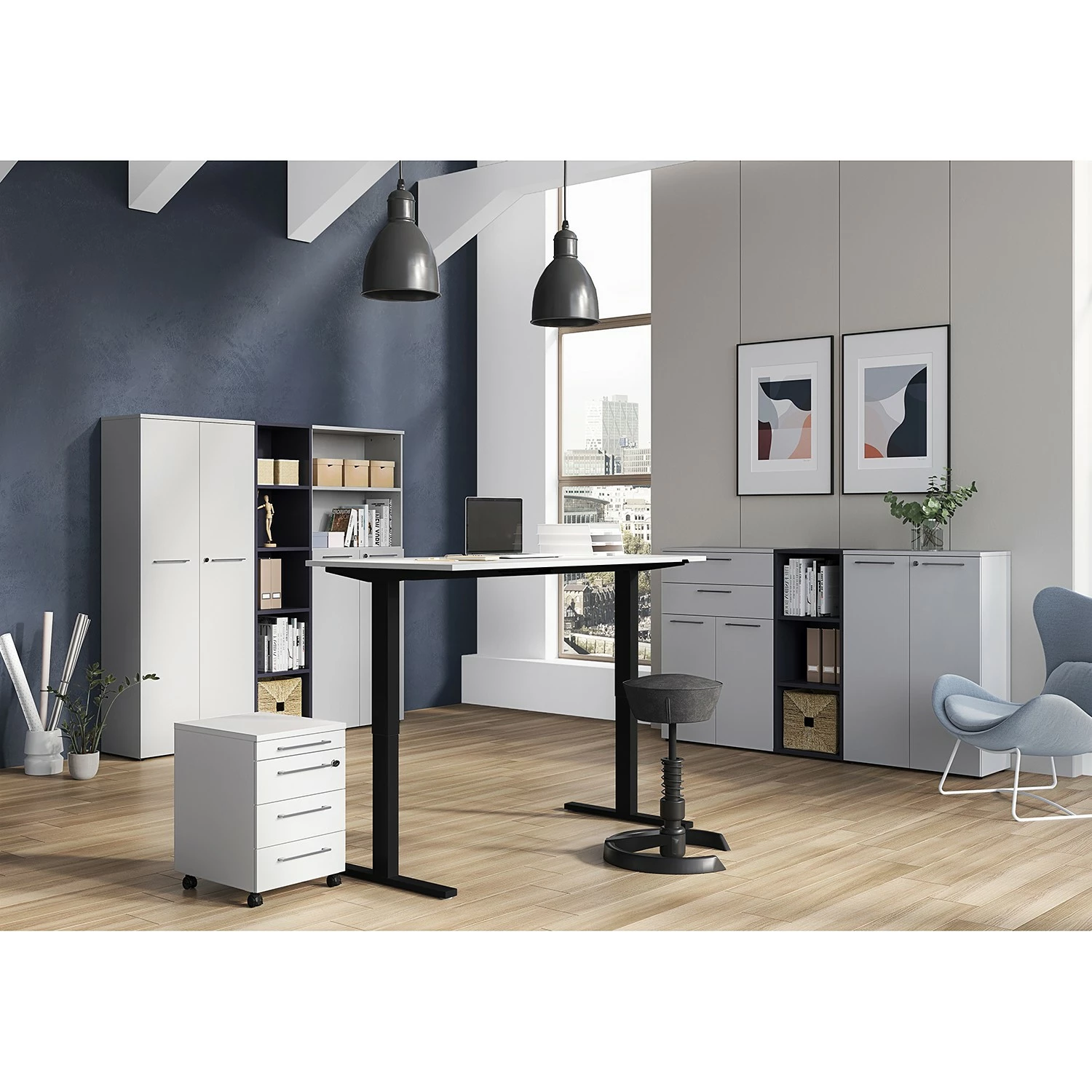 Germania Schreibtisch GW-Agenda II - (elektrisch höhenverstellbar) - Lichtgrau - Breite: 160 cm 4 Germania Schreibtisch GW-Agenda II - (elektrisch höhenverstellbar) - Lichtgrau - Breite: 160 cm – Bild 2