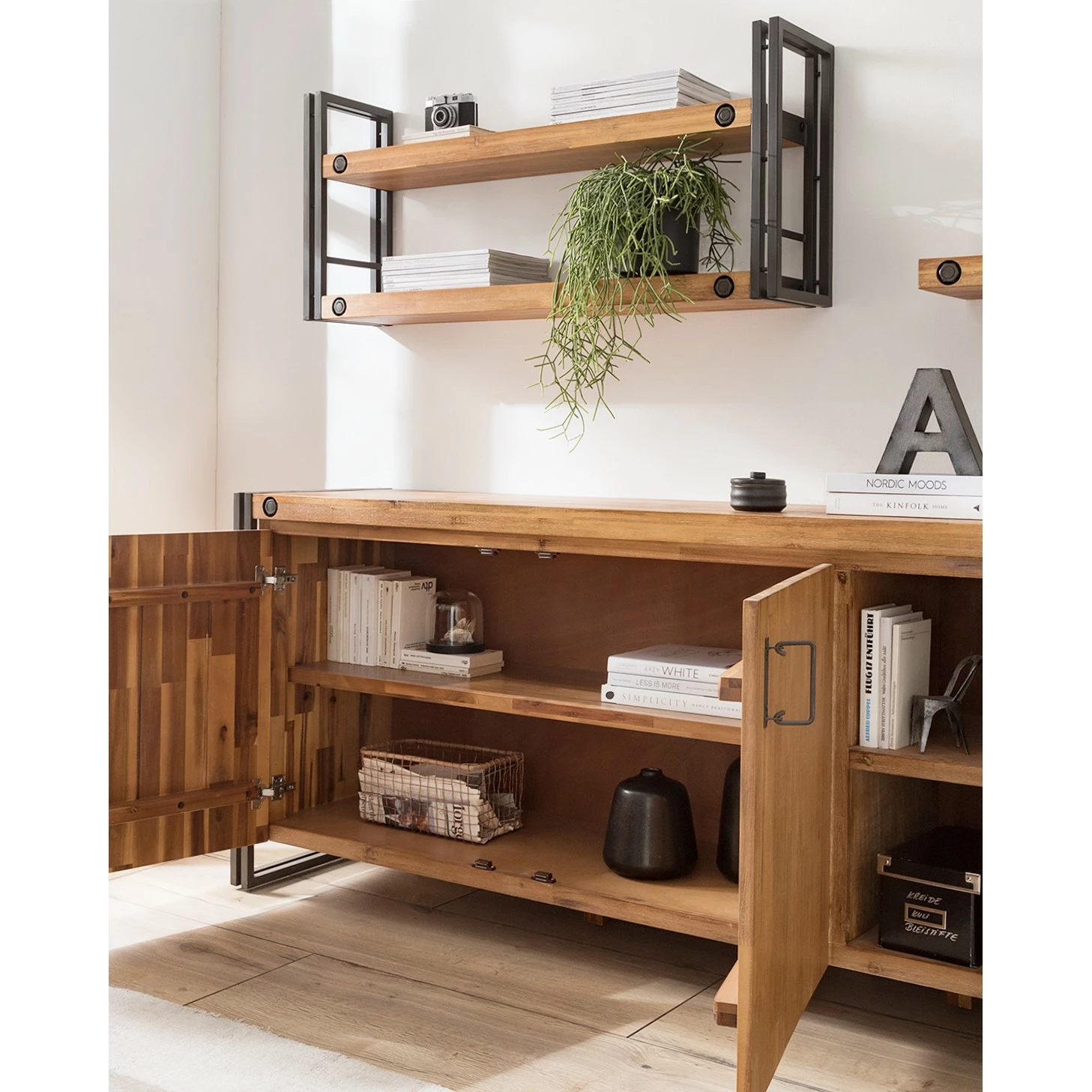 Ars manufacti Sideboard Manchester VI - Akazie massiv / Metall - Akazie / Anthrazit 15 Ars manufacti Sideboard Manchester VI - Akazie massiv / Metall - Akazie / Anthrazit – Bild 13