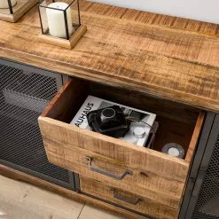 Ars manufacti Sideboard Hunter II - Mango massiv / Metall - Mango / Blaugrau -Büromöbel Verkäufe 1000211063 210219 10173400003 DETAILS P000000001000211063