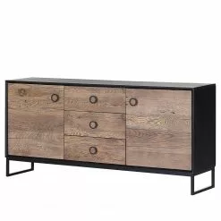 Red Living Sideboard Bayamon - Eiche & Akazie massiv / Metall - Eiche / Schwarz