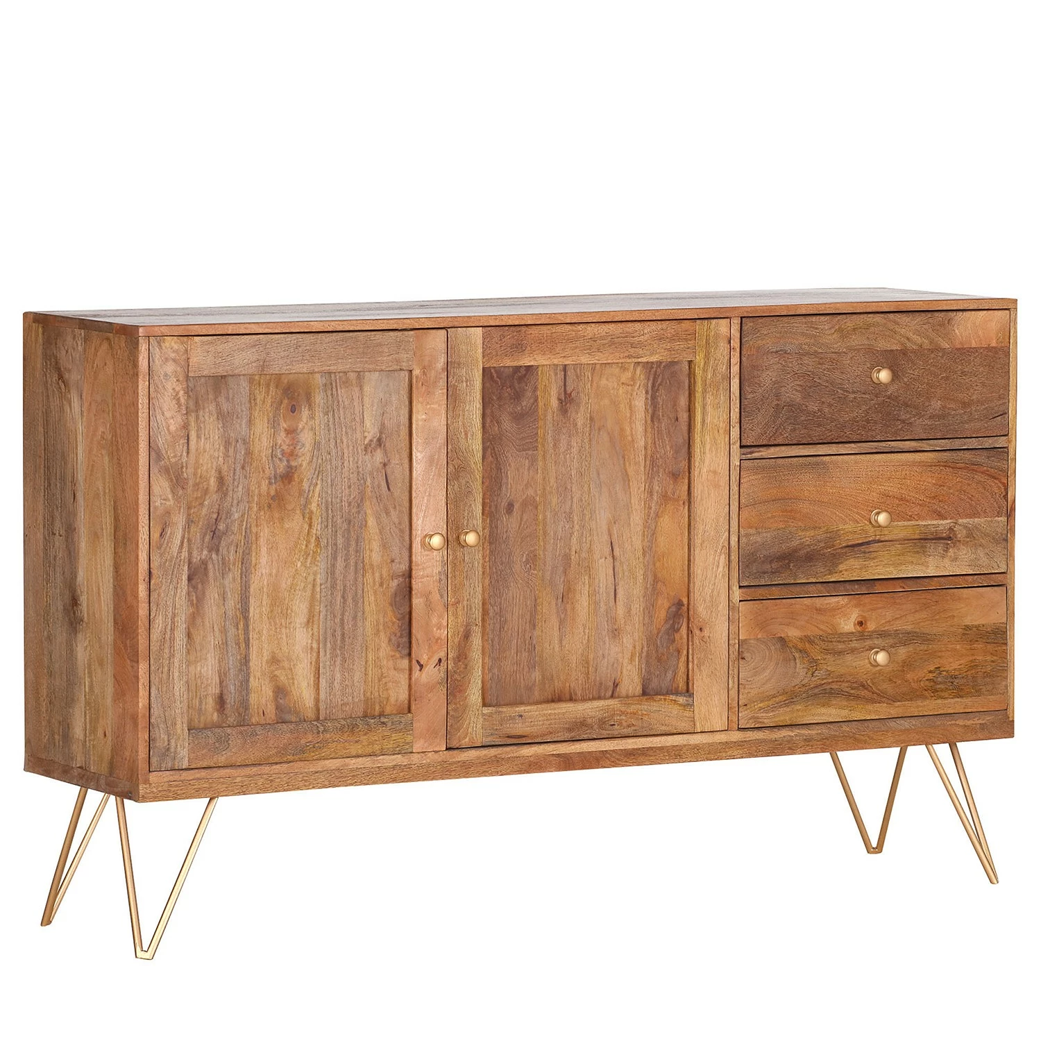 Naturoo Sideboard Nyack - Mango massiv / Wiener Geflecht - Mango / Gold 4 Naturoo Sideboard Nyack - Mango massiv / Wiener Geflecht - Mango / Gold – Bild 2
