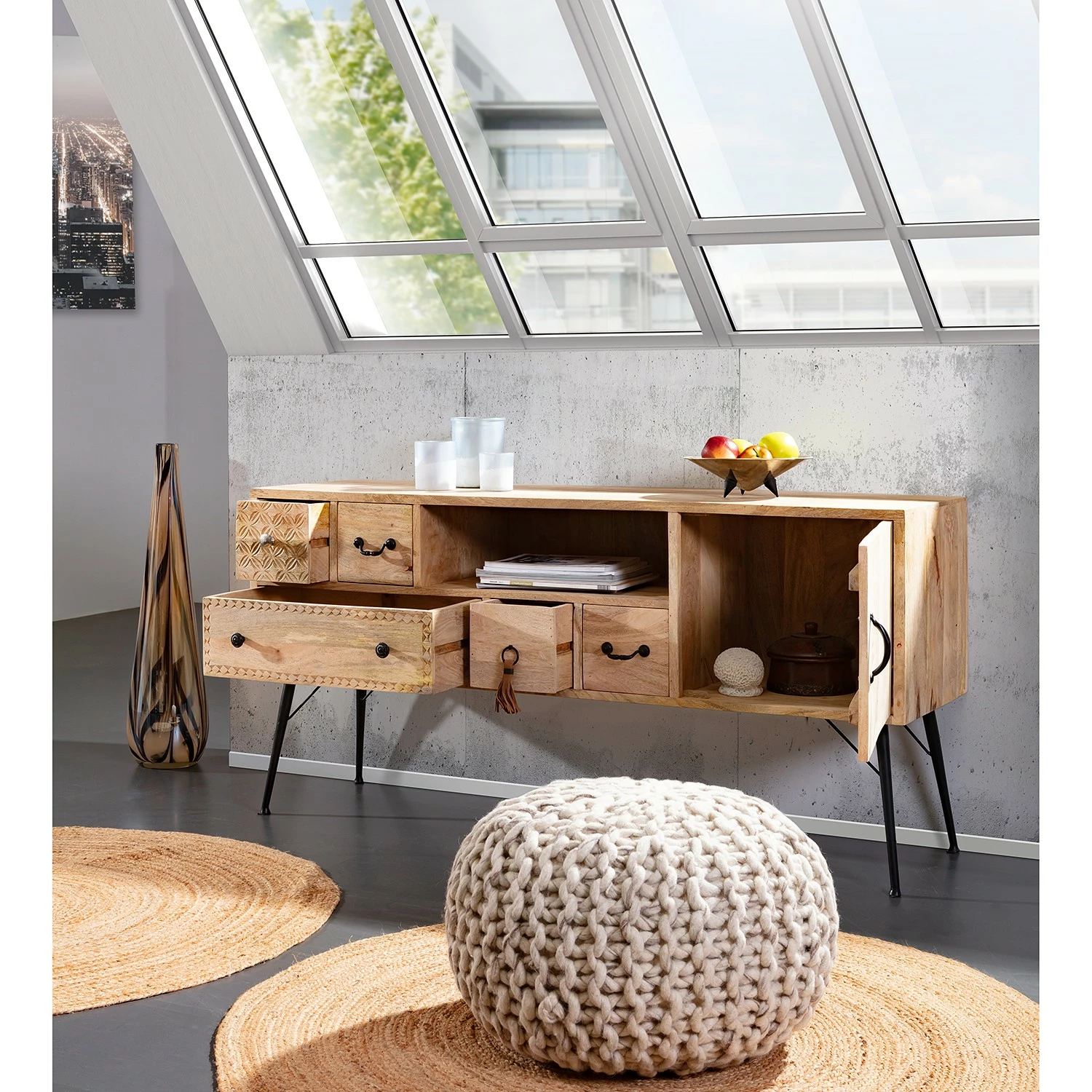 Red Living Sideboard Latta - Mango massiv / Metall - Mango / Schwarz 5 Red Living Sideboard Latta - Mango massiv / Metall - Mango / Schwarz – Bild 3