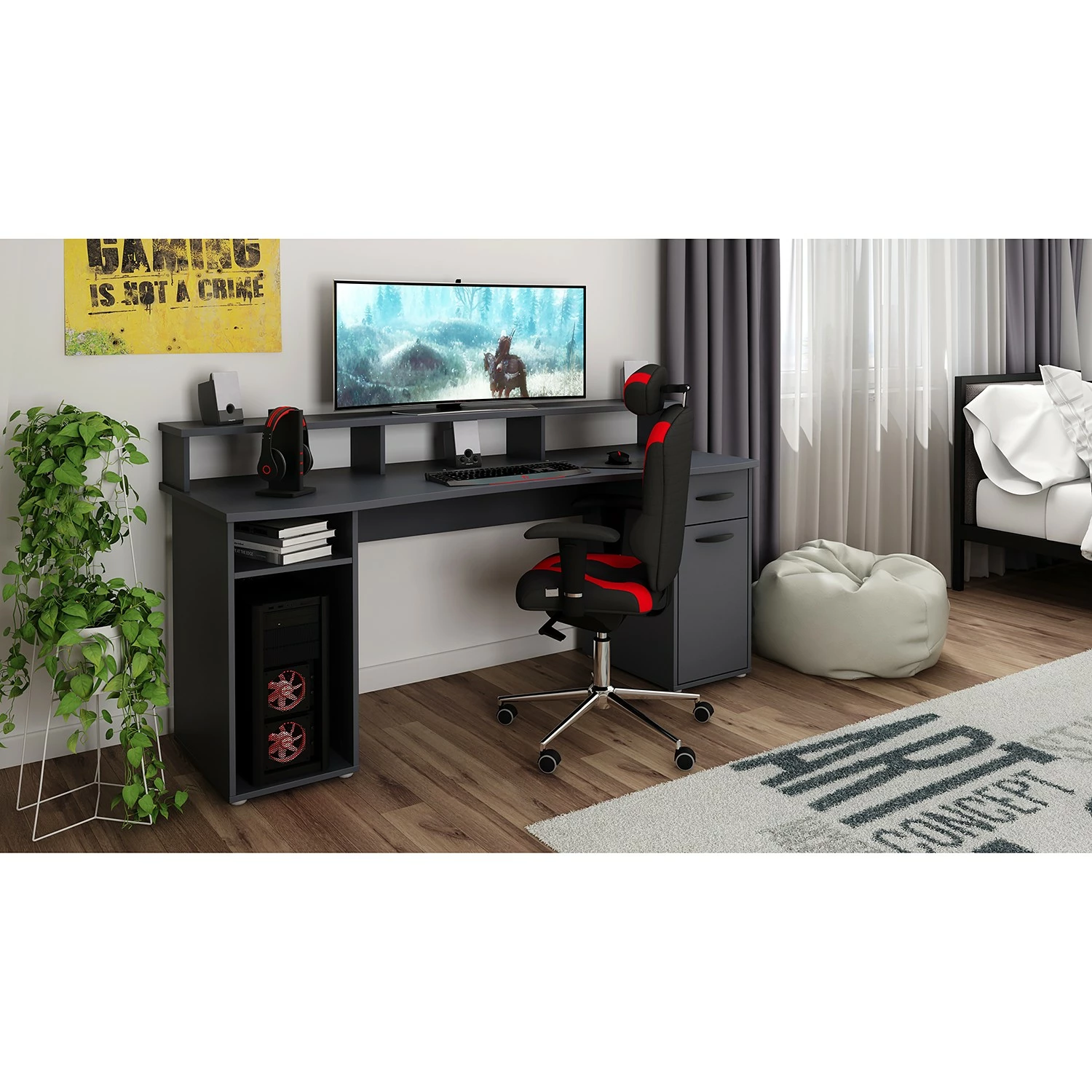 Furnitive Schreibtisch Gambell - Anthrazit 4 Furnitive Schreibtisch Gambell - Anthrazit – Bild 2