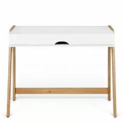 Temahome Schreibtisch Aura - Eiche teilmassiv - Matt Weiß / Eiche -Büromöbel Verkäufe 1000214008 200527 06041100004 DETAILS P000000001000214008