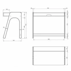 Temahome Schreibtisch Aura - Eiche teilmassiv - Matt Weiß / Eiche -Büromöbel Verkäufe 1000214008 200527 06041500007 SKETCH DETAILS P000000001000214008 sketch