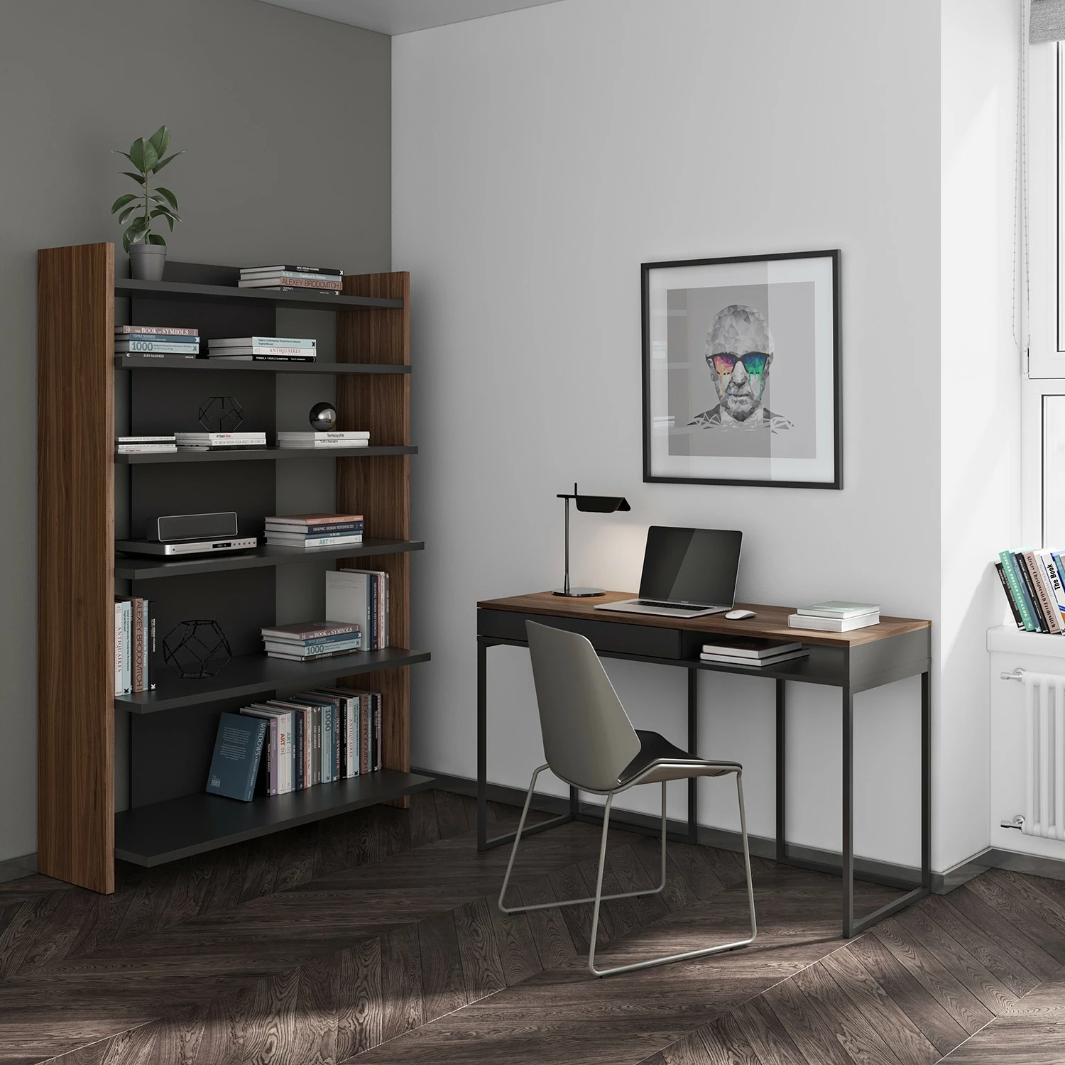 Temahome Schreibtisch City - Nussbaum / Schwarz 4 Temahome Schreibtisch City - Nussbaum / Schwarz – Bild 2