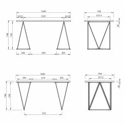 Temahome Schreibtisch Hueva I - Beton Dekor / Schwarz -Büromöbel Verkäufe 1000214066 200527 06062300159 SKETCH DETAILS P000000001000214066 sketch