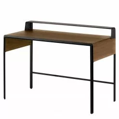 Furnitive Schreibtisch Newlin - Walnuss teilmassiv / Metall - Walnuss / Schwarz