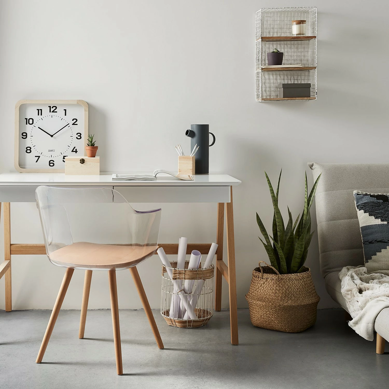 Furnitive Schreibtisch Nilos - Eiche teilmassiv - Weiß / Eiche 4 Furnitive Schreibtisch Nilos - Eiche teilmassiv - Weiß / Eiche – Bild 2