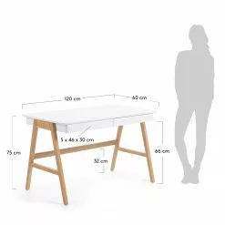 Furnitive Schreibtisch Nilos - Eiche teilmassiv - Weiß / Eiche 13 Furnitive Schreibtisch Nilos - Eiche teilmassiv - Weiß / Eiche -Büromöbel Verkäufe 1000214323 200609 07303100031 SKETCH DETAILS P000000001000214323 sketch