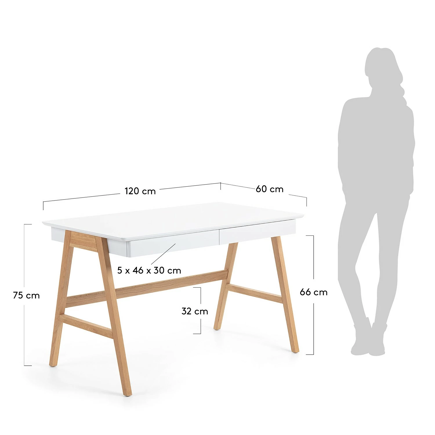 Furnitive Schreibtisch Nilos - Eiche teilmassiv - Weiß / Eiche 8 Furnitive Schreibtisch Nilos - Eiche teilmassiv - Weiß / Eiche – Bild 6